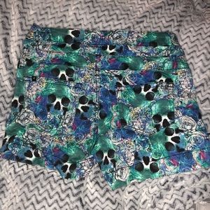 LOVEsick watercolor skulls high waisted shorts